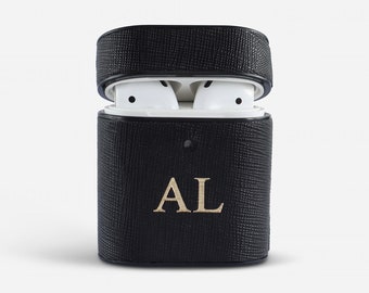Saffiano Leather AirPod Case, Debossed Monogram, AirPod Pro/1/2/3
