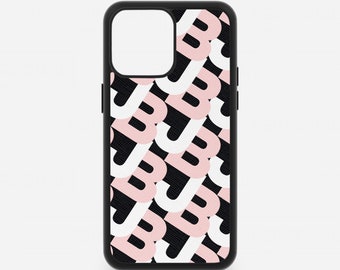 Personalized Saffiano Leather iPhone Case, Stacked Monogram Design