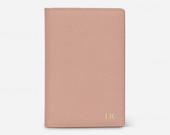 Personalised Passport Cover, Taupe Saffiano Leather, Monogrammed Wedding Gift Ideas, Genuine Leather, Travel Accessory