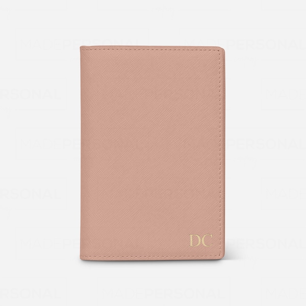 Étui pour passeport personnalisé, cuir saffiano taupe, idées cadeaux de mariage à monogramme, cuir véritable, accessoire de voyage