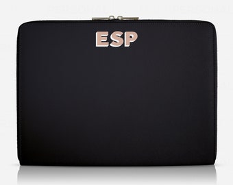 Personalized Saffiano Leather Laptop Sleeve, 13-14 Inch Case, M5 M4 M3 M2 Pro