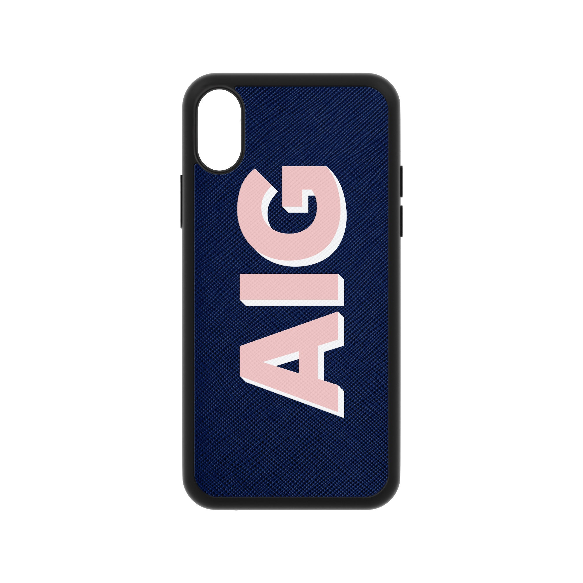 ネイビーサフィアーノレザー iPhone 13 Pro Max ケース 12 11 Mini XS