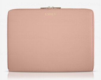 Personalised Saffiano Leather Laptop Sleeve, Custom Name Macbook Case (13.6 inch)