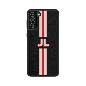 Zwart leren telefoonhoesje voor Samsung Galaxy S25, S24, S23, S22, S21, S21 ULTRA 5G en S21 Gepersonaliseerde saffiano, aangepast leer, monogram
