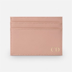 Tarjetero personalizado, piel saffiano color topo, tarjetero de piel con monograma, personalizado, ideas para regalos de boda, piel auténtica