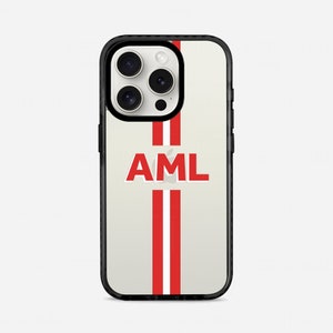 Gepersonaliseerde iPhone 16 Pro Max transparant hoesje, iPhone 15 MagSafe, strepen iPhone 14 hoesje, 14 Plus, monogram initialen hoes aangepast