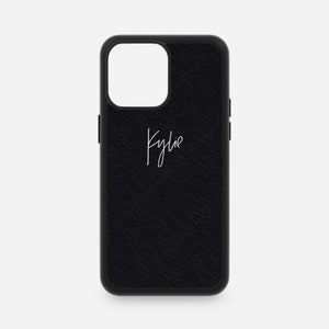 Personalised Leather Phone Case, iPhone 14 Pro Max Saffiano 13, 12 and 11 Pro Max Case Mini XS Xr X 8 Plus Monogram Initials Cover Signature