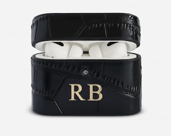 Croc Leather AirPods Pro, 1, 2 and 3 Case, Debossed Hot Foil Monogram Initials, Apple Airpods Leather Case, Air Pod Pods