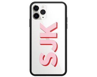 Custom Initial iPhone 13 Pro Max Clear Case 12 11 Mini XS Xr X 8 Plus 7 Shadow Text Monogram Cover Customised Personalised Gift 10 10s 10r