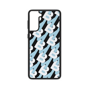 Gepersonaliseerde saffianoleren hoes passend voor Samsung Galaxy S25, S24, S23, S22, S21, S21 ULTRA 5G hoesje, gestapeld monogram, initialen telefoonhoesje