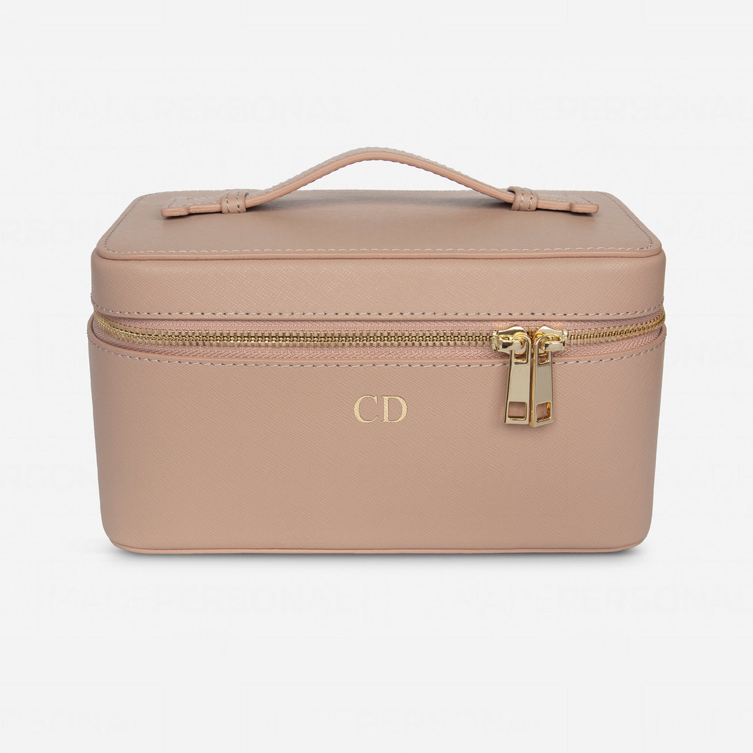 Personalised Leather Vanity Case, Saffiano Leather Cosmetics Bag