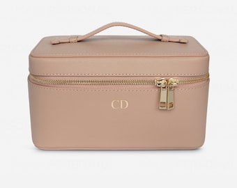 Personalized Saffiano Leather Vanity Case: Custom Toiletry Makeup Bag