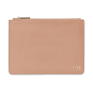 Bolsa personalizada de couro Taupe Saffiano, presente de dama de honra, bolsa clutch, monograma, iniciais