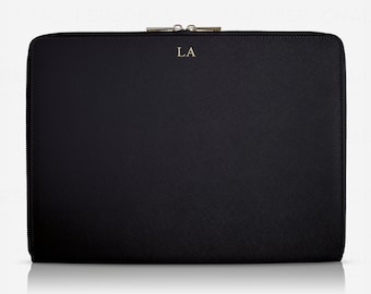 13 inch Leather Laptop Case, MacBook Air M5 Case, Personalised Laptop Sleeve, Genuine Saffiano Leather, Customise with Names or Initials M4