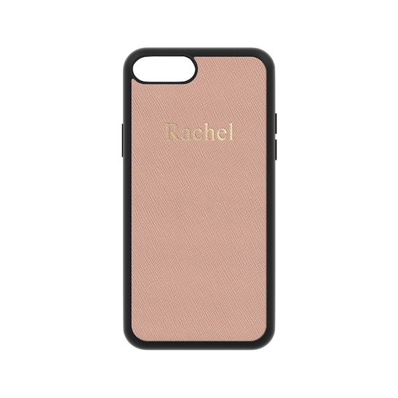 Personalised iPhone 12 Case Black Saffiano Leather iPhone 12 