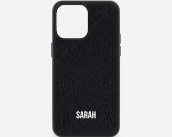 Personalized Saffiano Leather Phone Case, Shockproof Edging