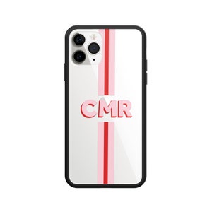 Gepersonaliseerde iPhone 13 Pro Max Clear Case 14 12 11 Mini XS Xr X 8 Plus 7 Schaduwtekst met Streep Monogram Initialen Cover Aangepast Cadeau 10s