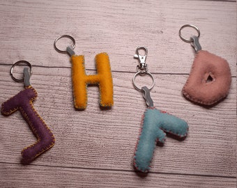 Felt initial keyrings/charms