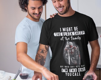 Presentes cristãos de versos religiosos, camisa dos cavaleiros templários dos cruzados, ideias de presentes cristãos, presente de ovelha negra, camiseta medieval, camiseta de pai cristão