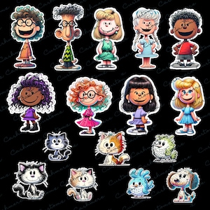 Descarga de lindas pegatinas infantiles. Gráficos de niños de diversas nacionalidades. Imágenes prediseñadas de maestros y escolares. Mascotas: gatos, perros y muchos colores.