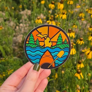 Holographic Michigan Kayak Vinyl Sticker Decal