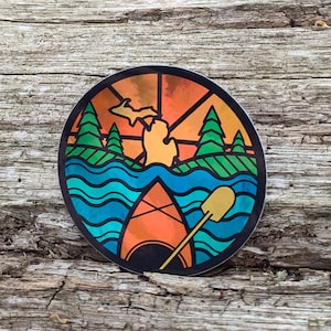 Holographic Michigan Kayak Vinyl Sticker Decal