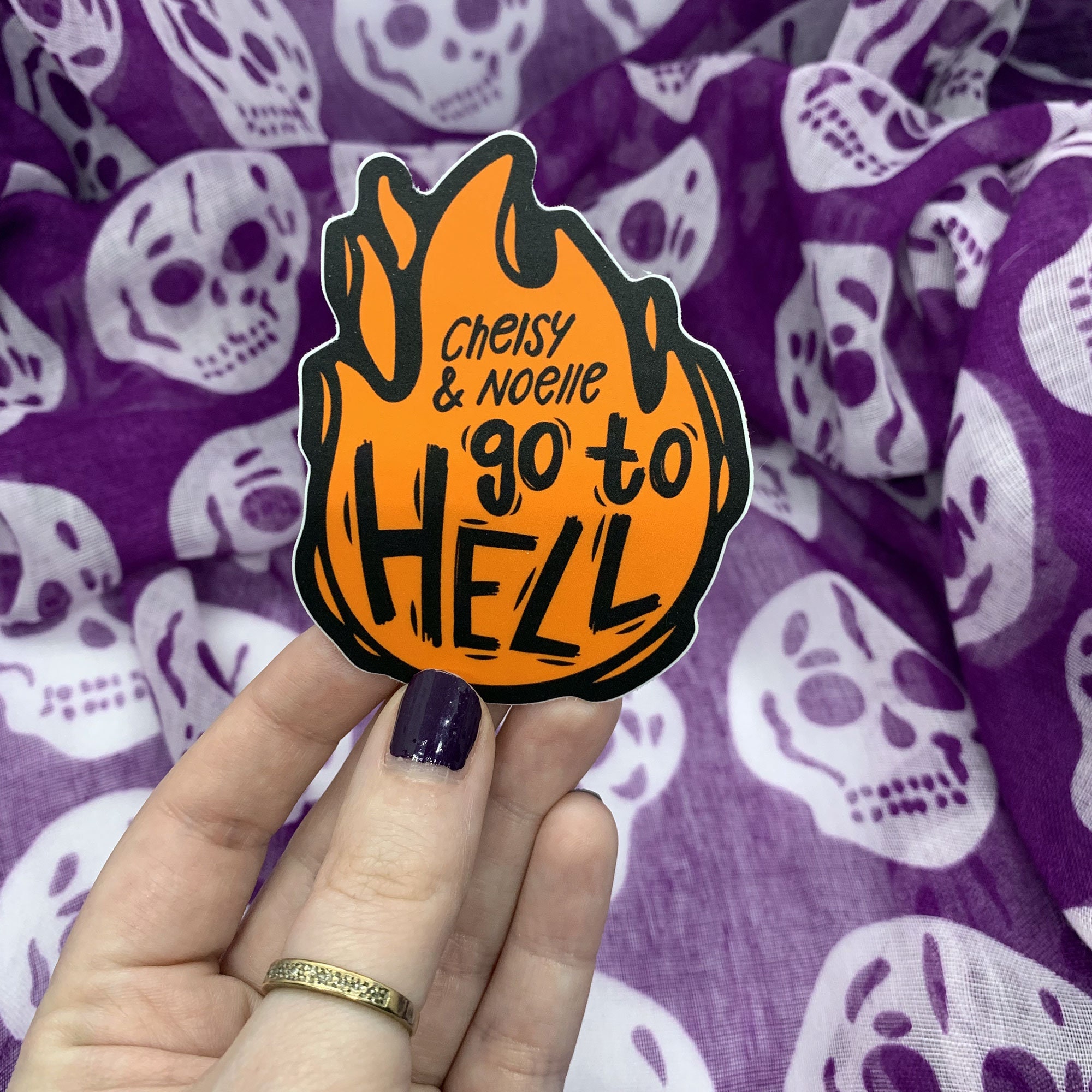 Chelsy & Noelle go to Hell Podcast Logo Sticker | Etsy