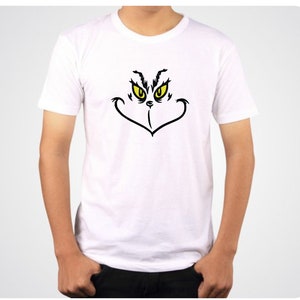 Dr Seuss Grinch Face T-Shirt Short Sleeve or Long Sleeve Unisex Ladies and Mens Sweatshirt, Grinch Face
