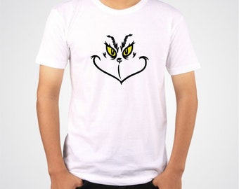 Dr Seuss Grinch Face T-Shirt Short Sleeve or Long Sleeve Unisex Ladies and Mens Sweatshirt, Grinch Face