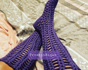 Passionate Purple Thigh high socks (Pattern Only) updated with photos