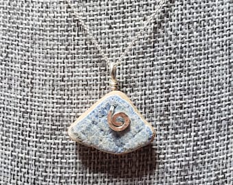 Baby Blue Beach Pottery Pendant