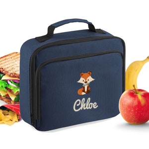 Personalised Embroidered Lunch Box  - Personalise With Name and Animal - School Lunch Cooler Bag