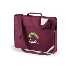 Personalised Premium Rainbow School Book Bag with Strap bild 3
