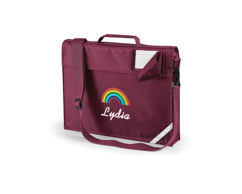 Personalised Premium Rainbow School Book Bag with Strap bild 3