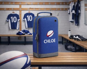 Personalised Rugby Boot Bag, Embroidered Kids Rugby Kit Bag with Name, Children's Sports Boot Bag, Rugby Gift