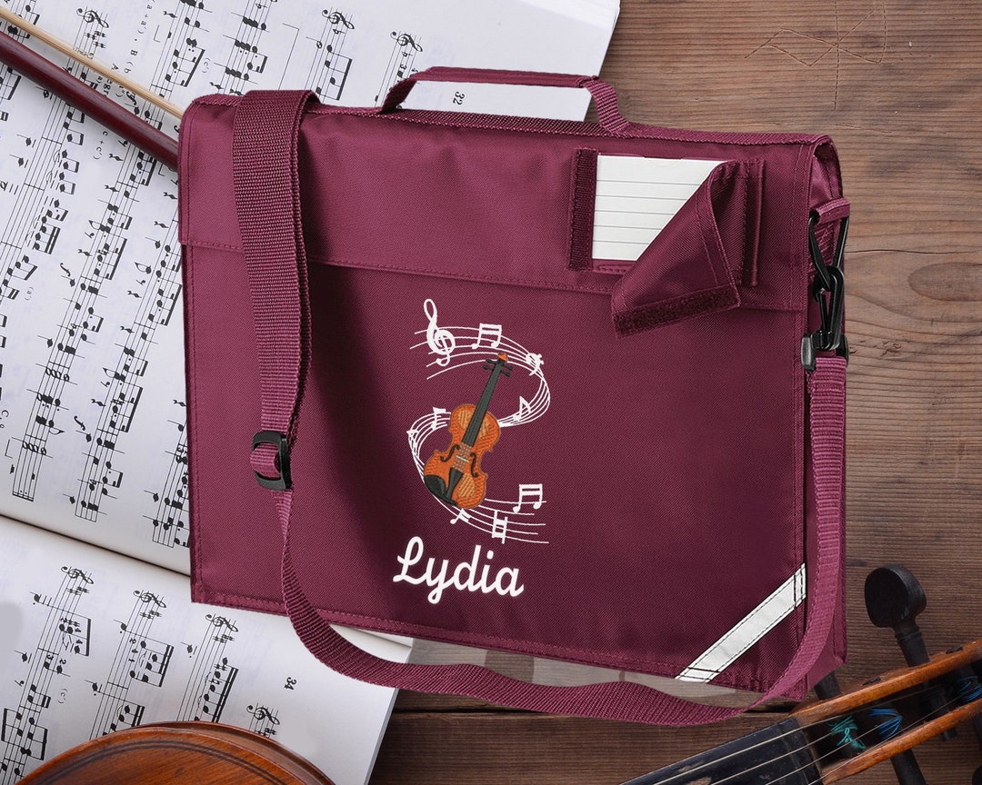 Personalised Premium Music Note Book Bag With Strap Back to School Music Book Bag Name and