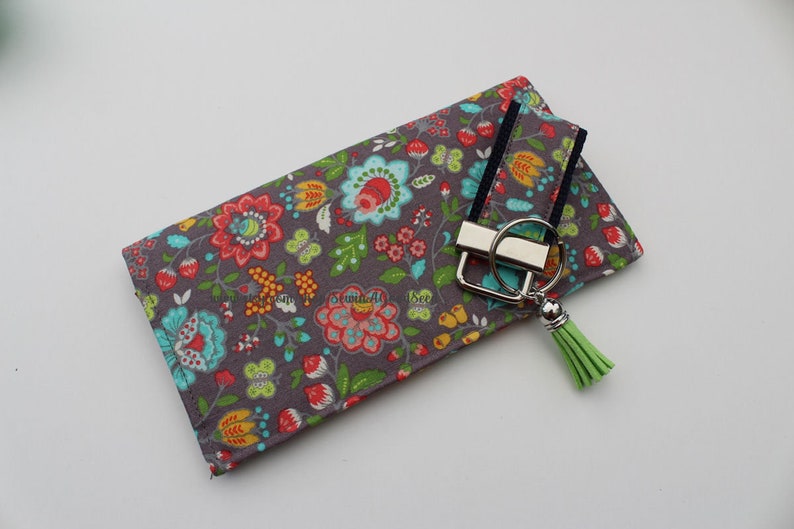 Fabric Checkbook Cover Floral Check book cover Gray Floral Checkbook Cover Cash Check Coupon Holder Fall Color Checkbook Holder