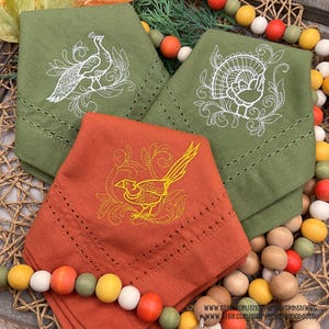 Embroidered Fall Dinner Napkins | Custom Cotton Table Decor
