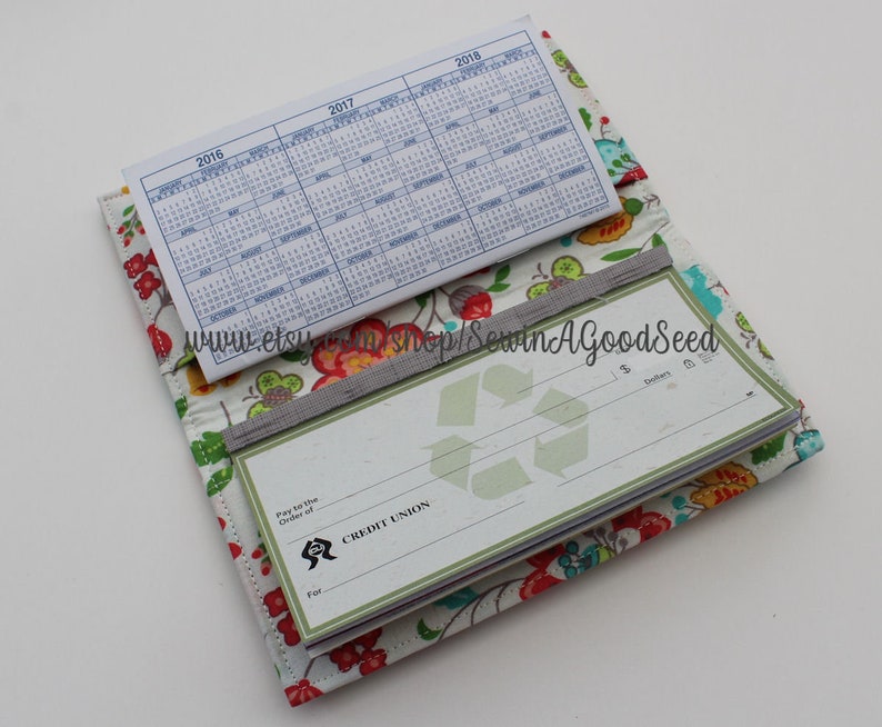 Fabric Checkbook Cover Floral Check book cover Gray Floral Checkbook Cover Cash Check Coupon Holder Fall Color Checkbook Holder