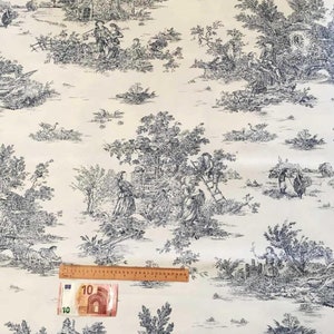 Coated Toile de Jouy Pattern Fabric Many Colors Product Made in Italy 100% Pure Cotton 180 cm 71 inches Wide zdjęcie 5