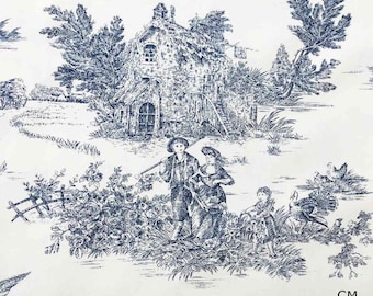 Toile De Jouy Pattern Fabric - 10 Different Colors | Product Made in Italy | 100% Pure Cotton | 180 cm (71 inches) Wide