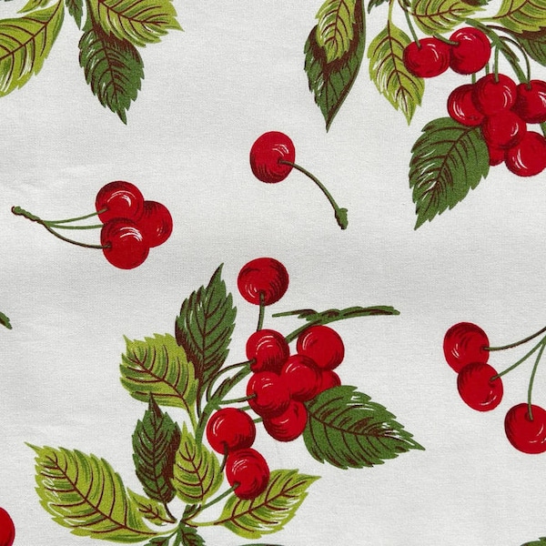 Cherry Pattern Fabric | Product Made in Italy | 100% Pure Cotton | 180 cm (71 inches) Wide