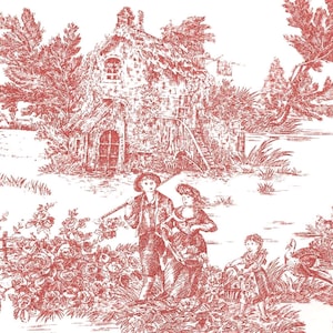 Toile De Jouy Pattern Fabric - 10 Different Colors | Product Made in Italy | 100% Pure Cotton | 180 cm (71 inches) Wide