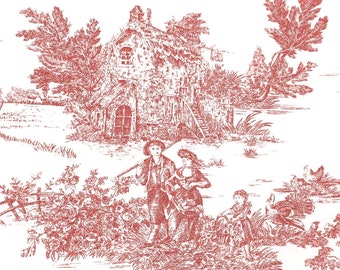 Toile De Jouy Pattern Fabric - 10 Different Colors | Product Made in Italy | 100% Pure Cotton | 180 cm (71 inches) Wide