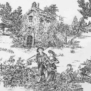 Toile De Jouy Pattern Fabric - 10 Different Colors | Product Made in Italy | 100% Pure Cotton | 180 cm (71 inches) Wide