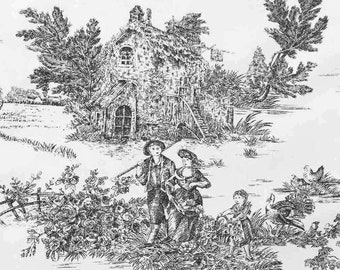 Toile De Jouy Pattern Fabric - 10 Different Colors | Product Made in Italy | 100% Pure Cotton | 180 cm (71 inches) Wide