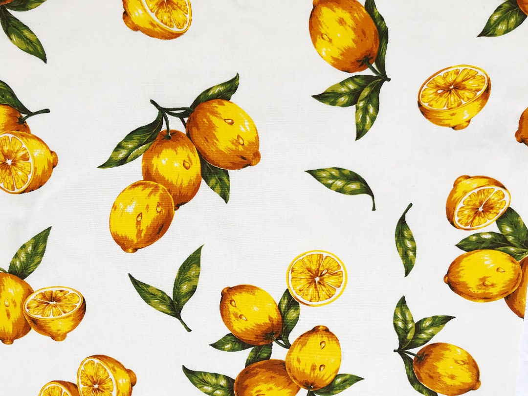 Lemons Pattern Fabric Product Made in Italy 100 Pure Cotton 180 cm 71