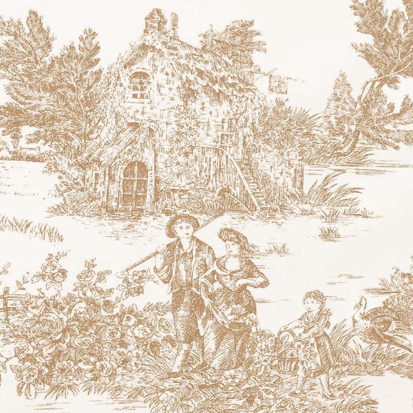 Tissu Toile De Jouy - Couleurs différentes | Produit Made in Italy | 100% Coton | Hauteur 180cm | Tissu au mètre linéaire