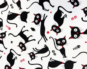 Coated Cat Pattern Fabric | 100% Pure Cotton | 180 cm (71 inches) Wide
