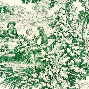 Tecido para toalhas de mesa, cortinas e móveis: Estampa Toile de Jouy 2 | Diversas cores disponíveis | Fabricado na Itália | 100% algodão | Largura 180 cm